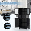 Freestanding Floor Cabinet Tall Bathroom Storage Cabinet-Black