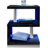 High Gloss Side Coffee Table 2 Tier Bedside End Table With LED Light Living Room
