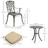 3 PCs Aluminium Garden Coffee Table Set w/ Parasol Hole & Cushions