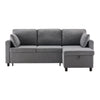 L-Shaped Corner Sofa Bed with Storage 3-Seater Pull out Convertible Sleeper Grey