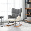 Nursery Rocking Chair with Steel and Wood Legs for Living Room Grey and Cream
