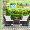 3 pcs Outdoor Rattan Sofa Set Patio Furniture Set with Coffee Table Conversation