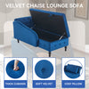 Upholstered Lounge Sofa with Armrest Chaise Sofa with Storage and Pillow Blue