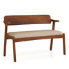 2-Seat Rubber Wood Bench Dining Bench with Back-Walnut