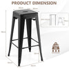 4Pcs Industrial Backless Bar Stools Bar Height Metal Stackable Stools w/Footrest