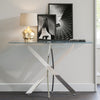 Slim Console Table Narrow Entryway Table Side Stand with X Shaped Chrome Legs UK