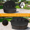 Outdoor Rattan Daybed Garden Patio Sectional Furniture Set W/ Retractable Canopy