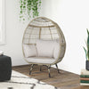 Patio Wicker Egg Chair Oversized Indoor Outdoor Lounge Chair with 4 Cushions