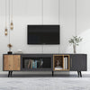 TV Stand Cabinet Unit Modern Glass Door Entertainment Living Room Furniture