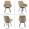 2x Swivel Faux Leather Dining Chairs Padded Seat Dining Room Chair Beige Modern