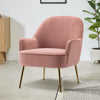 Pink Velvet Lounge Chair Tub Accent Wing Back Armchair Bedroom Living Room Sofa