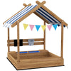 Kids Wooden House Designed Sandbox Children Outdoor Toy Set Garden Pit NEW UK