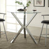 Round Tempered Glass Dining Coffee Table w/ Chrome Leg Modern Kitchen Furniture
