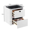 LED Bedside Table Wireless Charging Side Cabinet Nightstand with 2 Drawers White