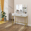 Dressing Table Makeup Desk with LED Light Mirror 2 Drawers Bedroom Vanity Desk