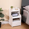 PVC Bedside Table Cabinet with Drawer for Bedroom Sofa Side Table End Tables