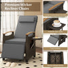 Outdoor Rattan Recliner Chair Wicker Reclining Lounge Chair w/ Armrests Grey