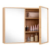Cabinet Mirror Wall-Mounted Bathroom Mirror w/ Storage Natural