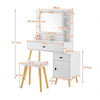 Mirrored Dressing Table With LED Bulbs Makeup Desk Vanity Set Cabinet Removable