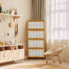 Rattan Wood Shoe Cabinet Wicker Shoe Cupboard 4 Tiers Footwear Organiser Hallway