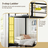 Convertible Couch and Bed with Ladder & Safety Guardrails-Black