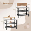 Outdoor Grill Cart Pizza Oven Stand with Flip-up Table & Trash Bag Holder