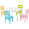Children Wooden Table and 4 Chairs Set Activity Desk Set Colorful