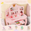Kids Princess Vanity Table & Chair Set w/Pull-out Drawer & Stool-Pink