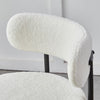 Set of 4 Boucle Dining Chairs with Oversized Seat Round Kitchen Chairs White