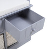 Shoe Storage Cabinet Hallway Bench Stool w Seat Cushion 3 Rattan Basket 3 Drawer
