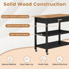 Kitchen Island Dining Room Serving Trolley with 2 Open Shelves-Black