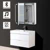 Bathroom LED Mirror Cabinet Double Door with Shaver Socket Bluetooth Demister