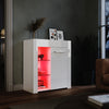 High Gloss White Display Sideboard Cabinet Storage Cupboard with RGB LED Lights