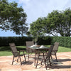 Garden Table Folding Mesh Chair Balcony Coffee Bistro Furniture w/ Umbrella Hole