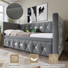 Daybed Velvet Upholstered Bed Single Bed Guest Bed Sofa Bed with Trundle Grey