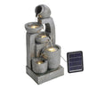 Garden Water Feature Solar Power Outdoor Tiered Pot Cascading Fountain Landscape