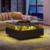 Coffee Table with LED Lights Storage Tea Table High Gloss Black for Living Room