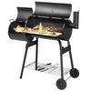Charcoal Grill Offset Smoker with Cove,Barrel Charcoal Grill with Side Table