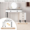 White Dressing Table High-gloss Vanity Makeup Desk with LED Mirror 5 Drawers