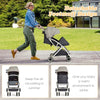 Portable Baby Stroller One-Hand Folding Pushchair W/Adjustable Backrest Footrest