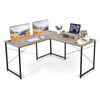 L-Shaped Corner Computer Desk Reversible Study Writing Desk 2-Person Workstation