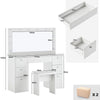White Large Dressing Table LED Bulbs Mirror Drawers Stool Storage Makeup Desk