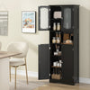 Tall Bathroom Storage Cabinet Freestanding Linen Cabinet Black