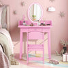 Kids Makeup Beauty Dressing Table w/ Chair & 2-Color LED Lighting-Pink