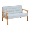 Solid Wooden Frame Scandi Linen Armchair Mini Sofa Button Upholstered Kids Chair