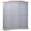 Wardrobe Mexican Pine Corona Range 3 Doors Grey vidaXL