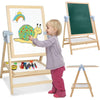 Double Sided Wooden Easel Kids Blackboard & Whiteboard Art Drawing Chalk 2 In 1