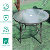 5Pcs Garden Round Dining Table & Chairs Set Metal Frame Outdoor Bistro Furniture