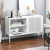 Industrial TV Stand Cabinet Storage 4 Shelves Metal Sideboard Living Room w Door