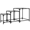 Nesting Coffee Tables 3 pcs with Transparent Glass Steel O3A0